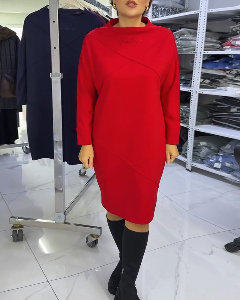 Fashionable Half-High Collar Dress