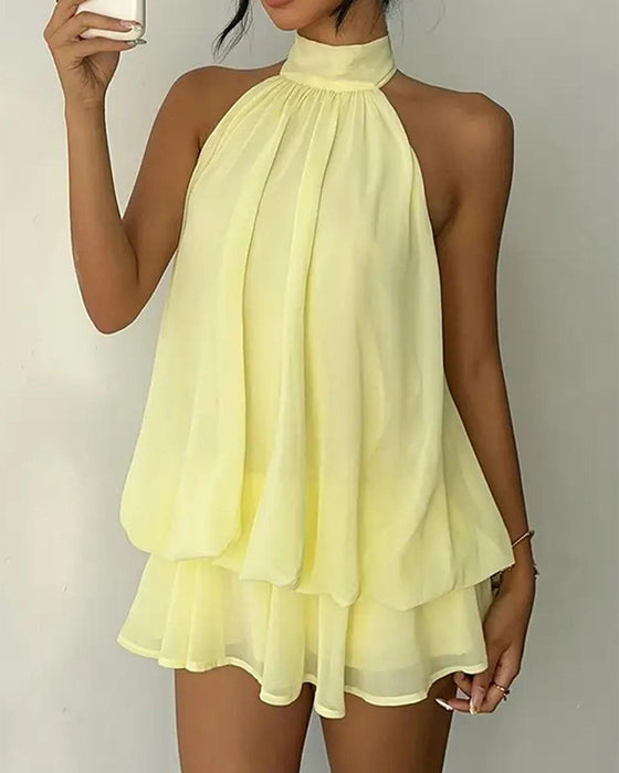 Halter Neck Chiffon Mini Dress