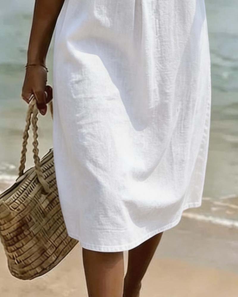 Lace Up Ruffle Sleeve Dress