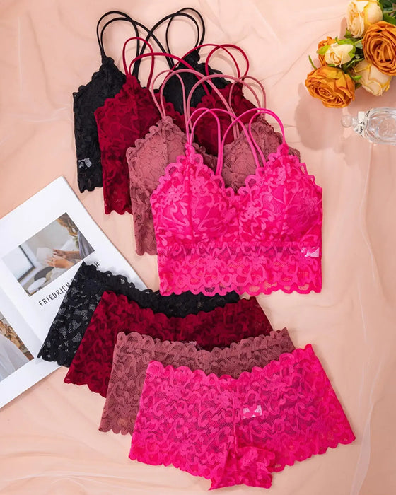 Lace Cutout Back Lingerie Set