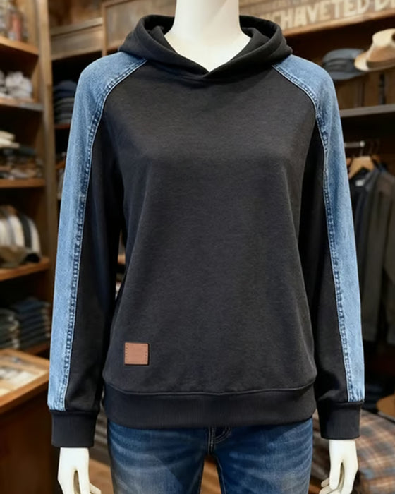 Paneled Contrast Color Hoodie