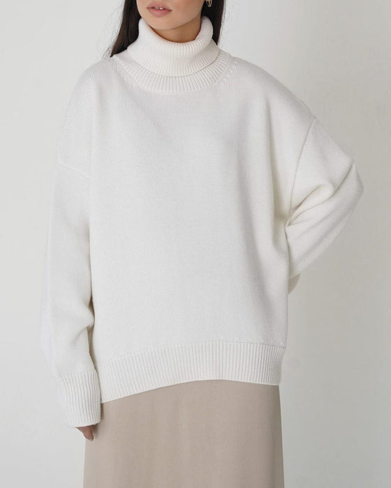 Solid color turtleneck casual sweater