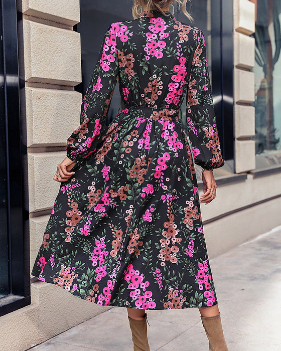Floral Printed V Neck Dress