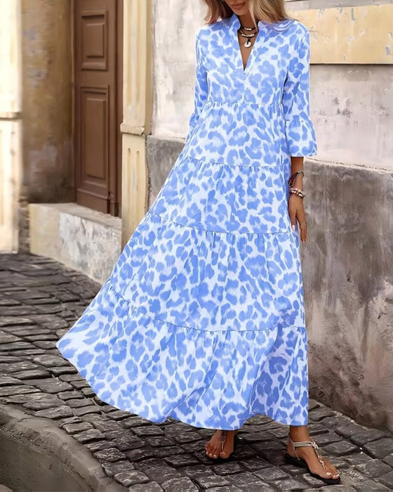 Leopard Print V-Neck Casual Dress