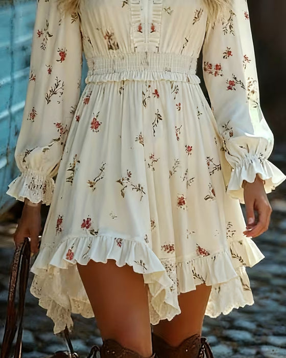 Elegant Long Sleeve Floral Dress