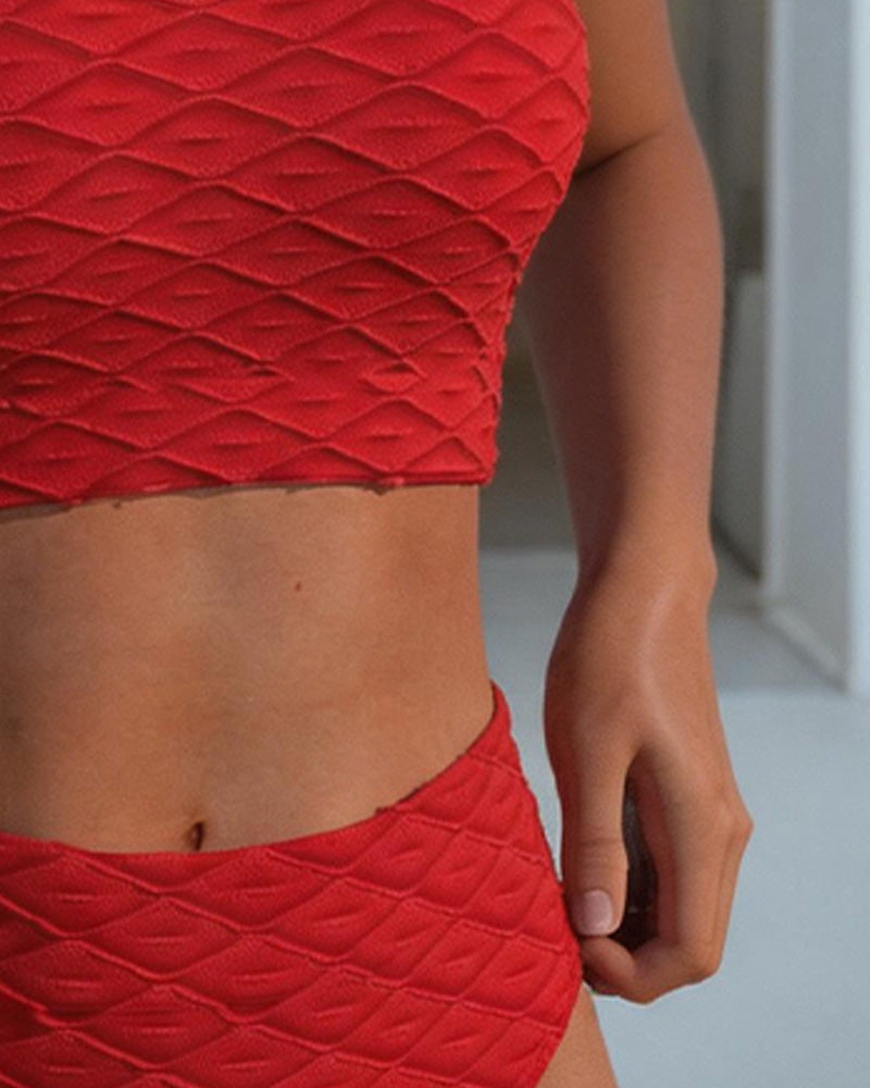 Spaghetti Straps High Waist Bikini