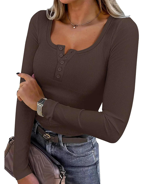 Casual Button Long Sleeve Blouse