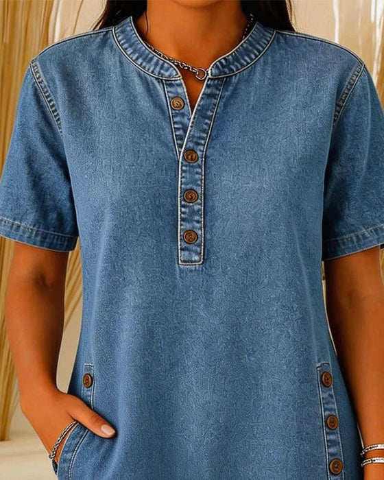 Button-Down Casual Denim Dress