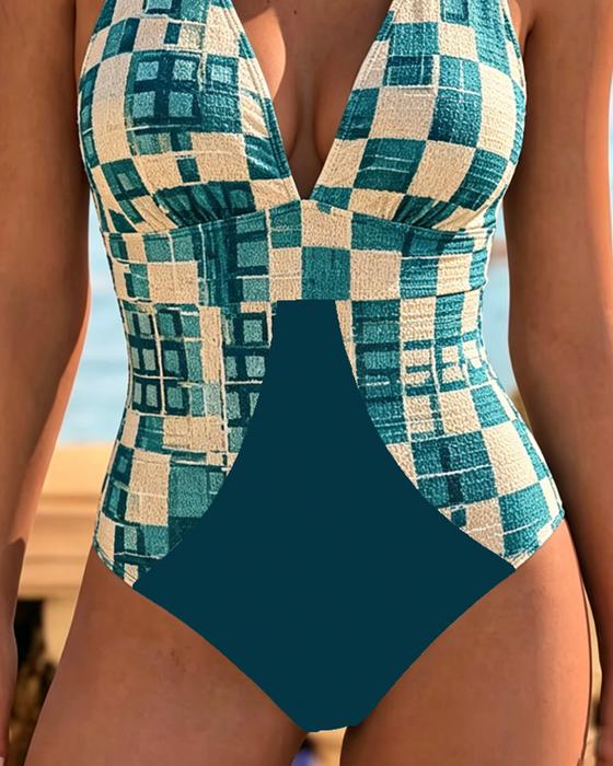 Halter Plaid One-Piece