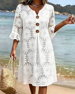 Daisy-Print Bell-Sleeve Dress