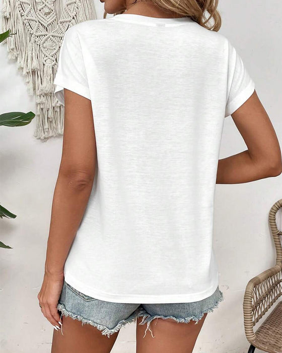 Round Neck Hollow Stitching T-Shirt