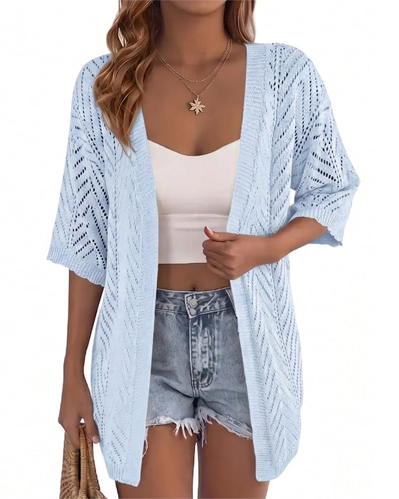 Cutout Loose Open Cardigan