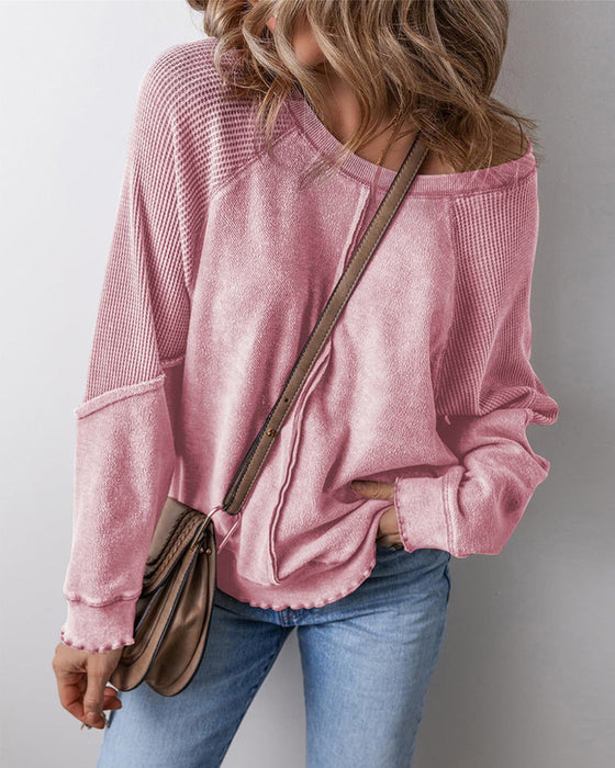 Reverse Seam Patchwork Casual Sweatshirts