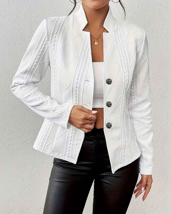 Solid Color Buttoned Blazer Coat