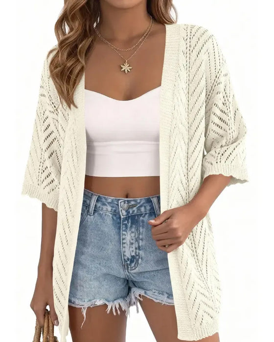 Cutout Loose Open Cardigan