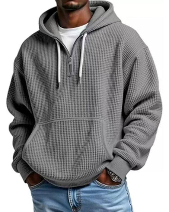 Men's Solid Zip Pullover Hoodie