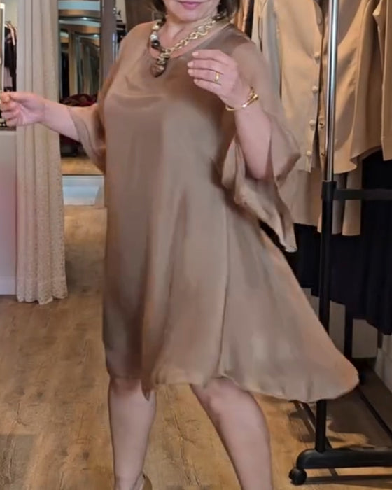 Round Neck Loose Flowing Midi Dress