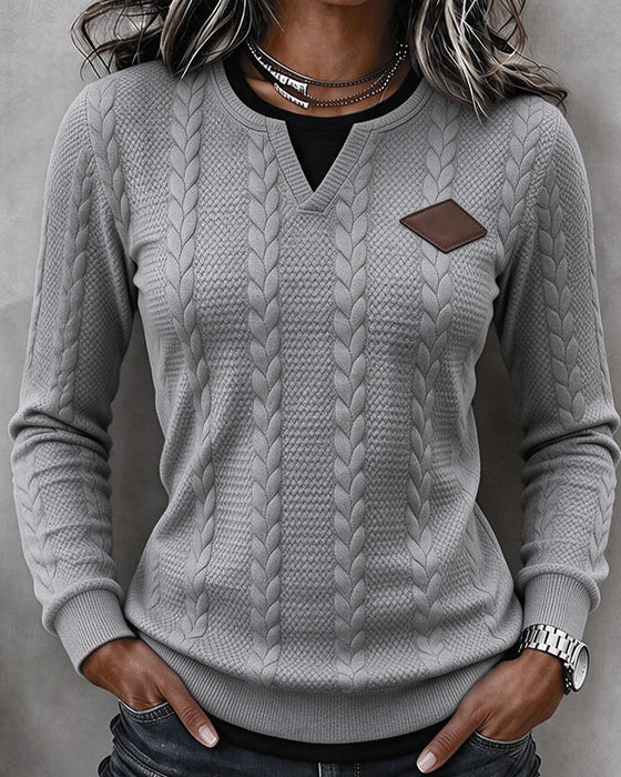 V-Neck Casual Long Sleeve Top