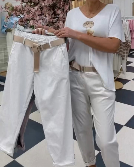 Solid-colored casual pants