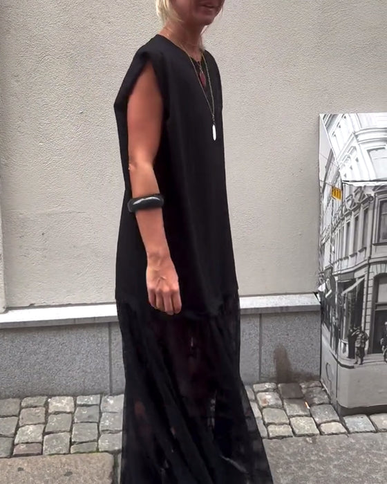 Sleeveless Mesh Patchwork Dress