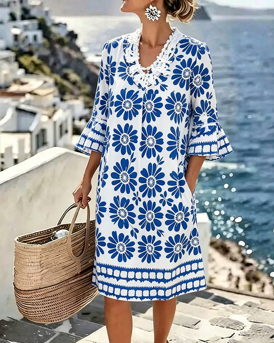 Daisy Ruffle V-Neck Dress