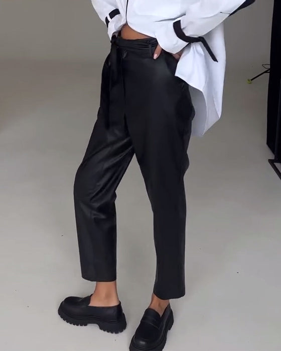 Slim fit leather pants