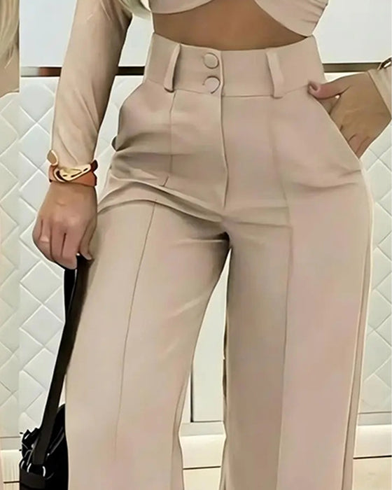 Casual High Waist Long Pants