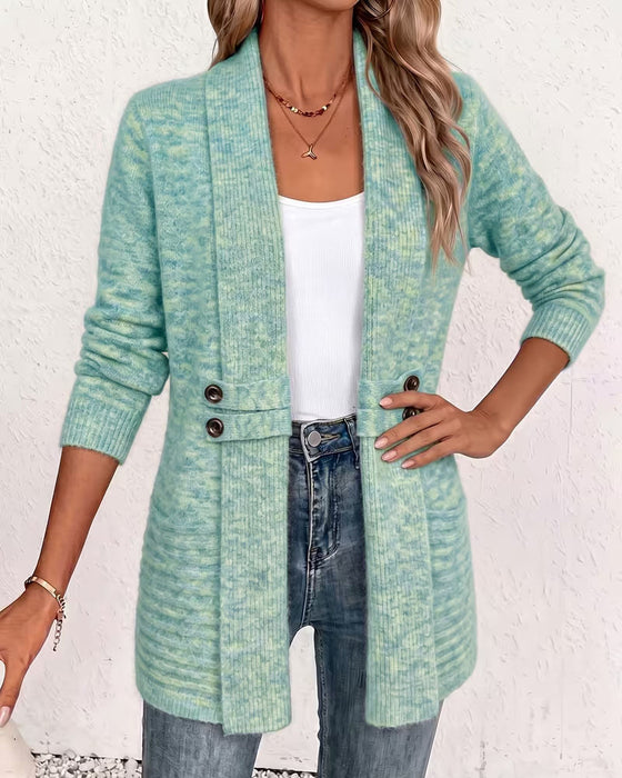 Solid Color Button Embellished Cardigan
