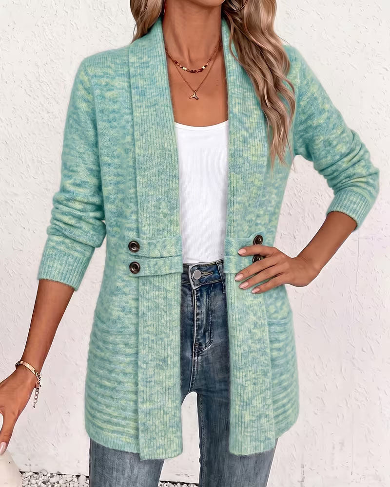 Solid Color Button Embellished Cardigan