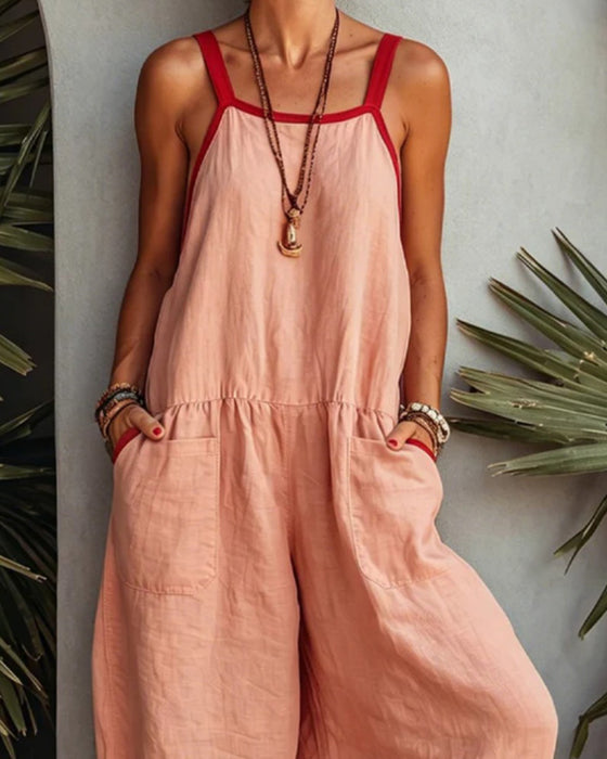 Color-Blocked Pocket Jumpsuit