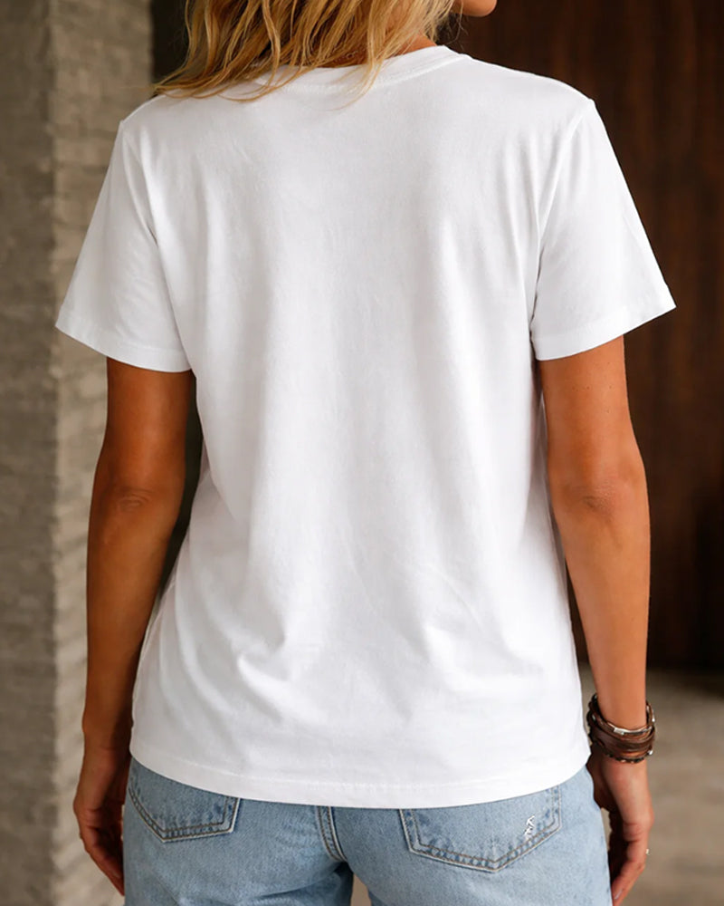 Crew Neck Ruffle Irregular T-Shirt