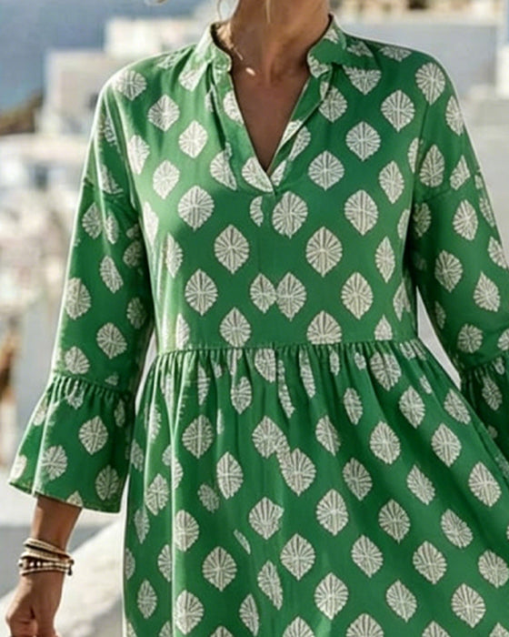 V-Neck Printed Dress