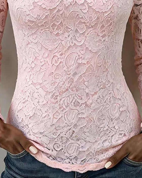 Square Neck Lace Patchwork Blouse
