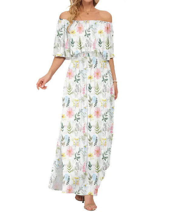 Elegant Ink Wash Floral Maxi Dress