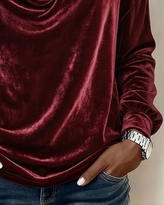 Velvet Bardot Cowl Neck Long Sleeve Blouse