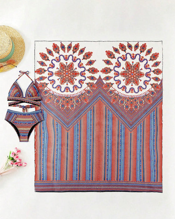 Sexy printed swimsuit set