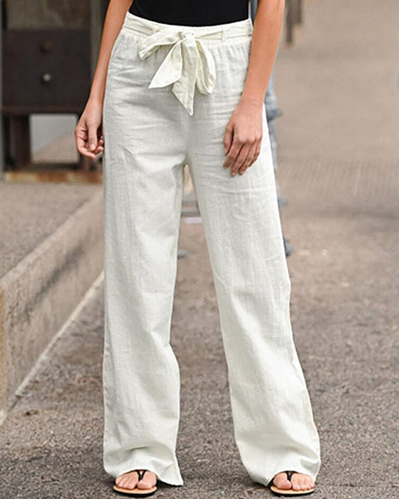 Elasticated waist straight-leg pants