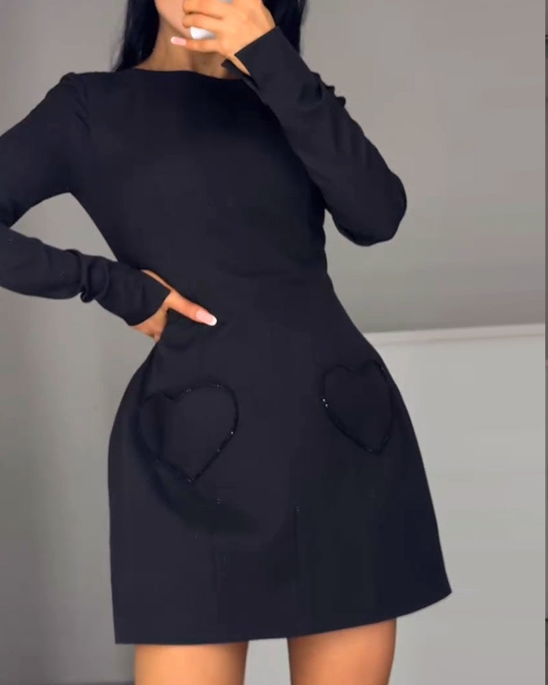Waist-Cinching Long-Sleeved Elegant Dress