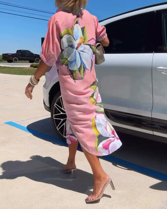 Floral print loose casual dress