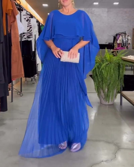 Round Neck A Line Maxi Dress