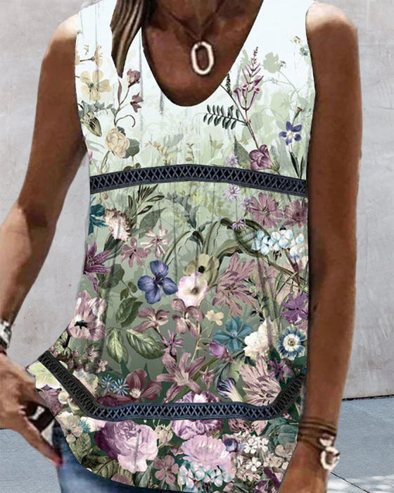 Floral and Paisley Print Tank Top