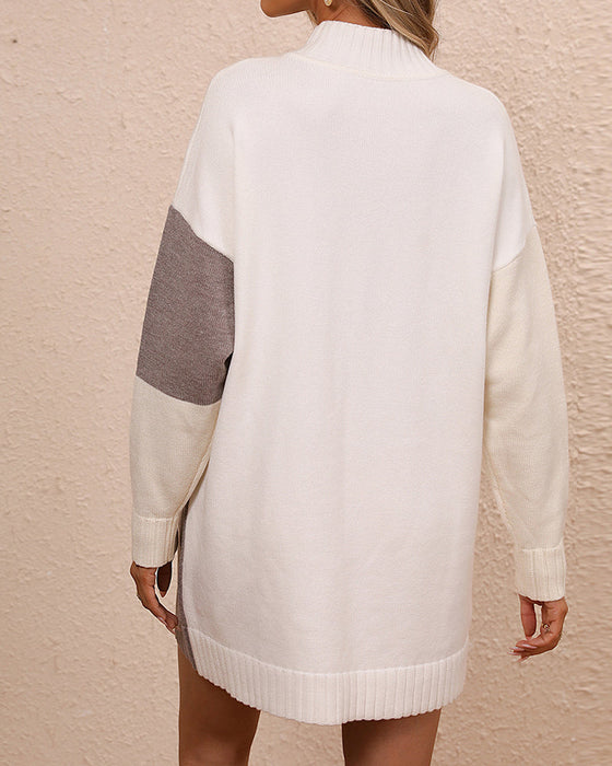 Casual Long Sweater with Crew Neck