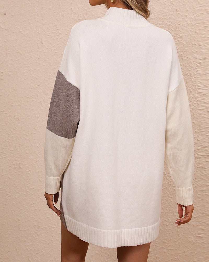 Casual Long Sweater with Crew Neck