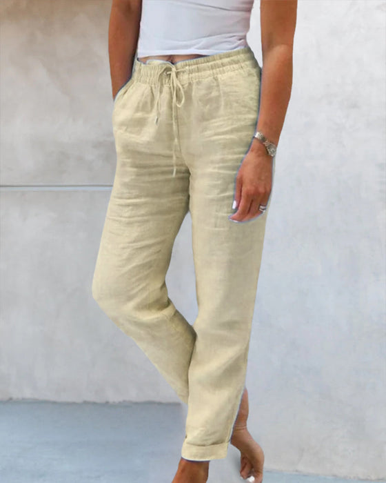 Casual  Solid Color Straight Leg Pant