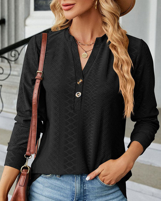 Solid color v-neck top