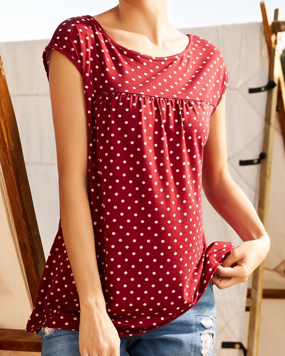 Floral and Polka Dot Print T-shirt