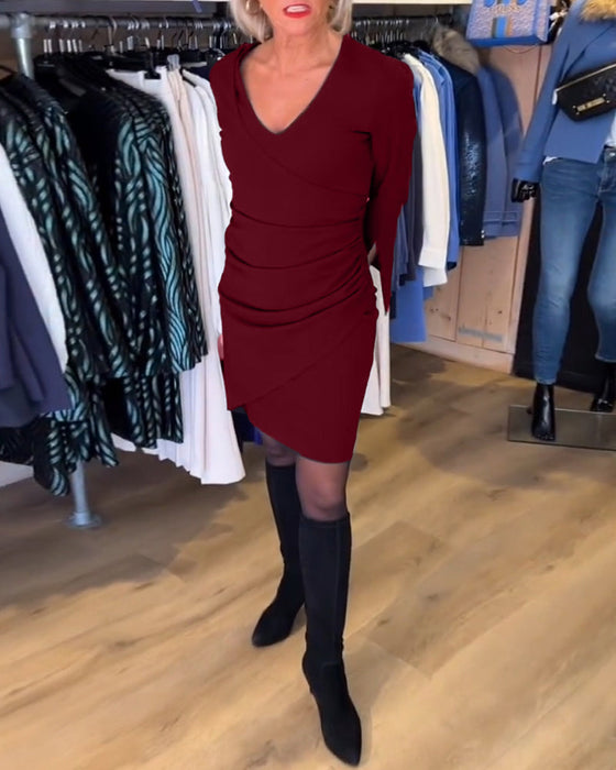 V-neck flare Sleeve dress