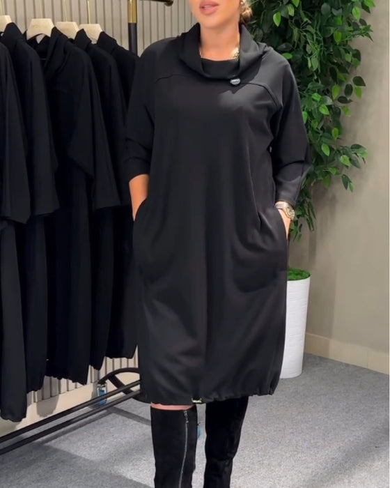 Stylish 3/4 Sleeve Cowl Neck Dress
