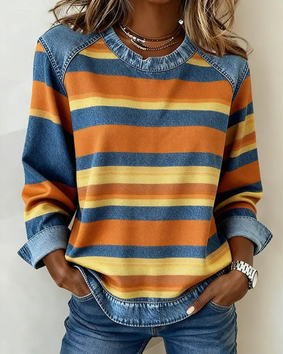 Plaid Color Block Patchwork Sweatshirt