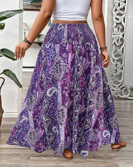 Casual High Waist Printed Skirt